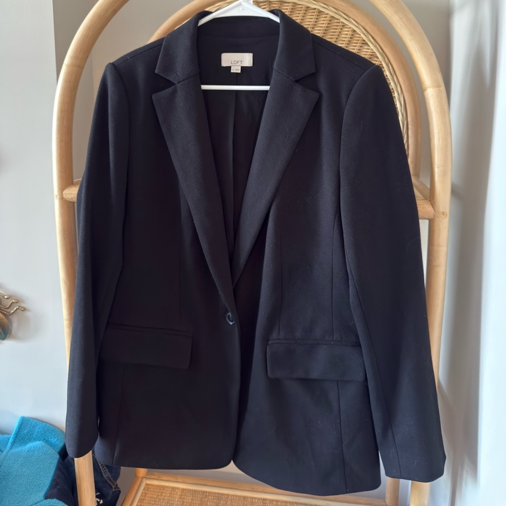 LOFT Black Tailored Single-Button Blazer - image 2